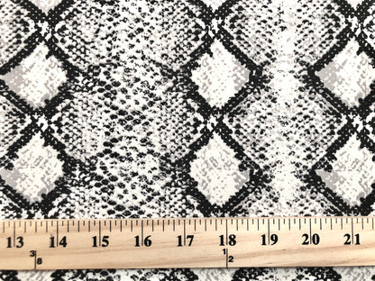 White Black Silver Snake DTY Double Brushed Jersey Print Fabric