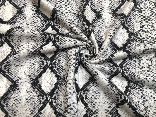 DTY Brushed Fabric-White Black Silver Snake Skin-DTYBPR194-Sold by the Yard-Animal Print