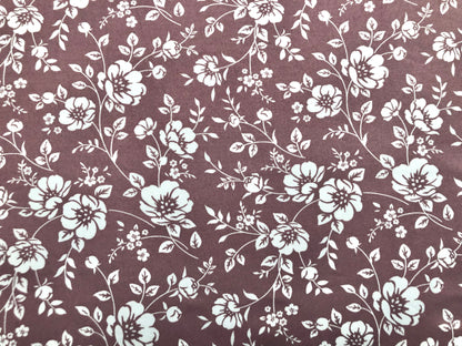 DTY Brushed Fabric-Mauve White Flowers-DTYBPR332-Sold by the Yard-Jersey Fabric