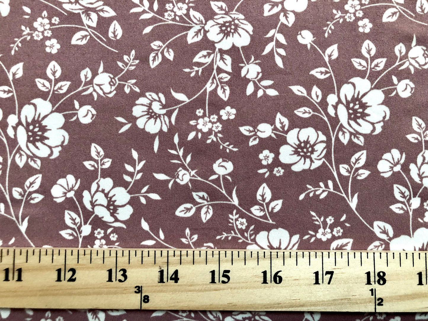 DTY Brushed Fabric-Mauve White Flowers-DTYBPR332-Sold by the Yard-Jersey Fabric