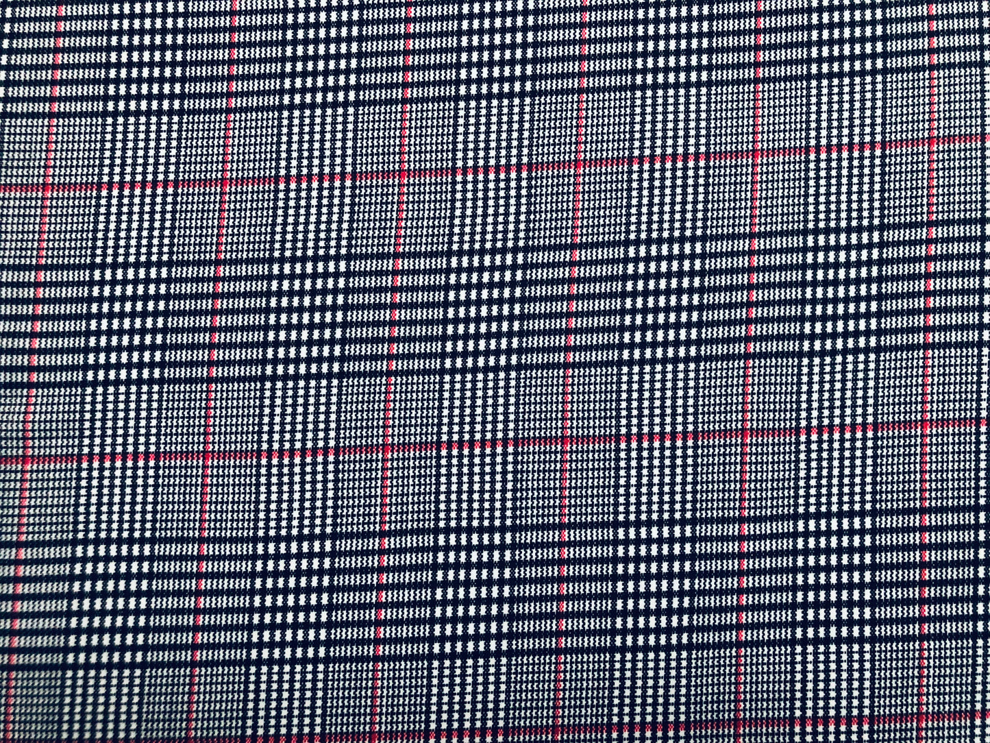 White Black Red Plaid DTY Double Brushed Jersey Print Fabric