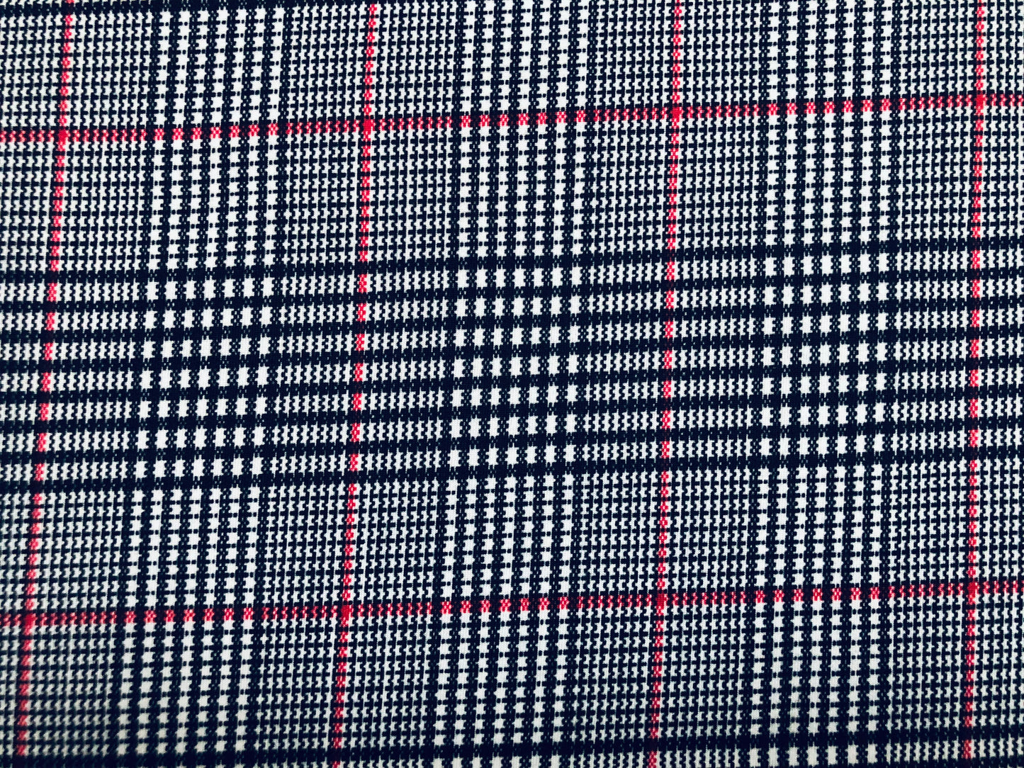 White Black Red Plaid DTY Double Brushed Jersey Print Fabric