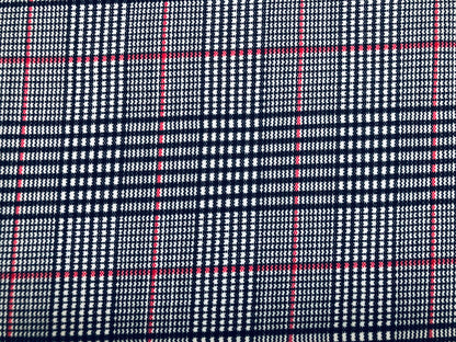 White Black Red Plaid DTY Double Brushed Jersey Print Fabric