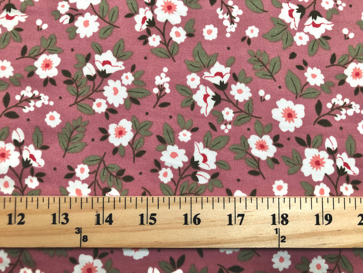 DTY Brushed Fabric-Mauve White Pink Flowers-DTYBPR325-Sold by the Yard-Jersey Fabric