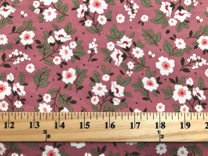 DTY Brushed Fabric-Mauve White Pink Flowers-DTYBPR325-Sold by the Yard-Jersey Fabric