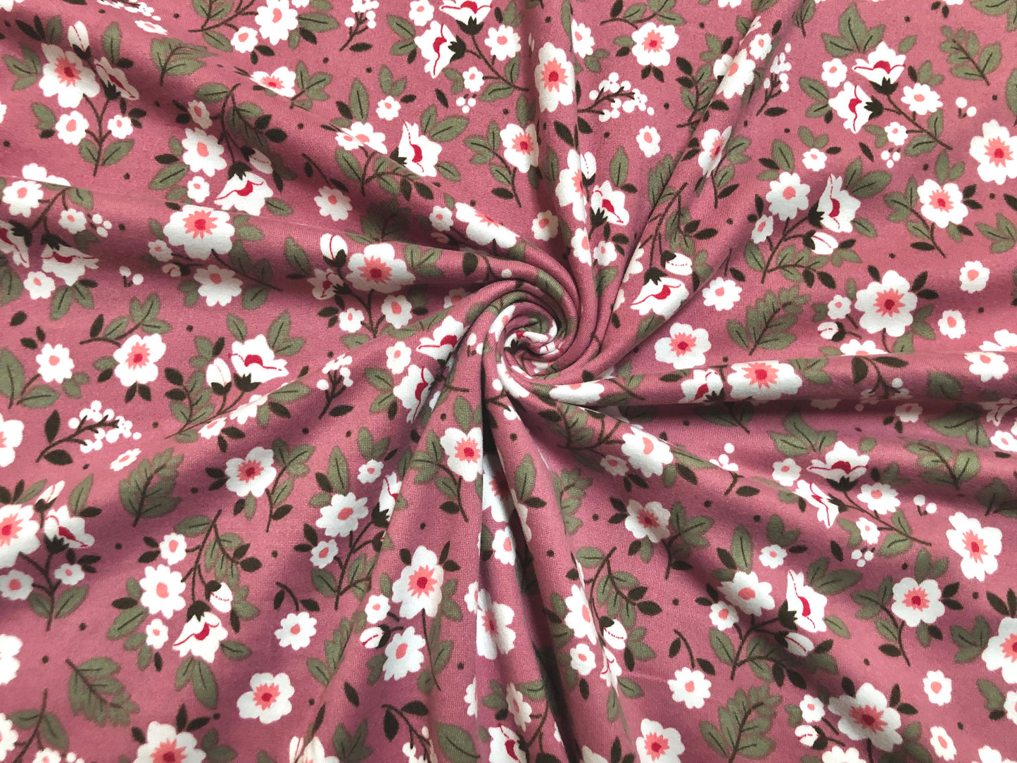 DTY Brushed Fabric-Mauve White Pink Flowers-DTYBPR325-Sold by the Yard-Jersey Fabric