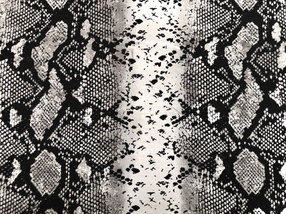 Silver Gray Black Snake Skin DTY Double Brushed Jersey Print Fabric