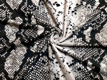 Silver Gray Black Snake Skin DTY Double Brushed Jersey Print Fabric