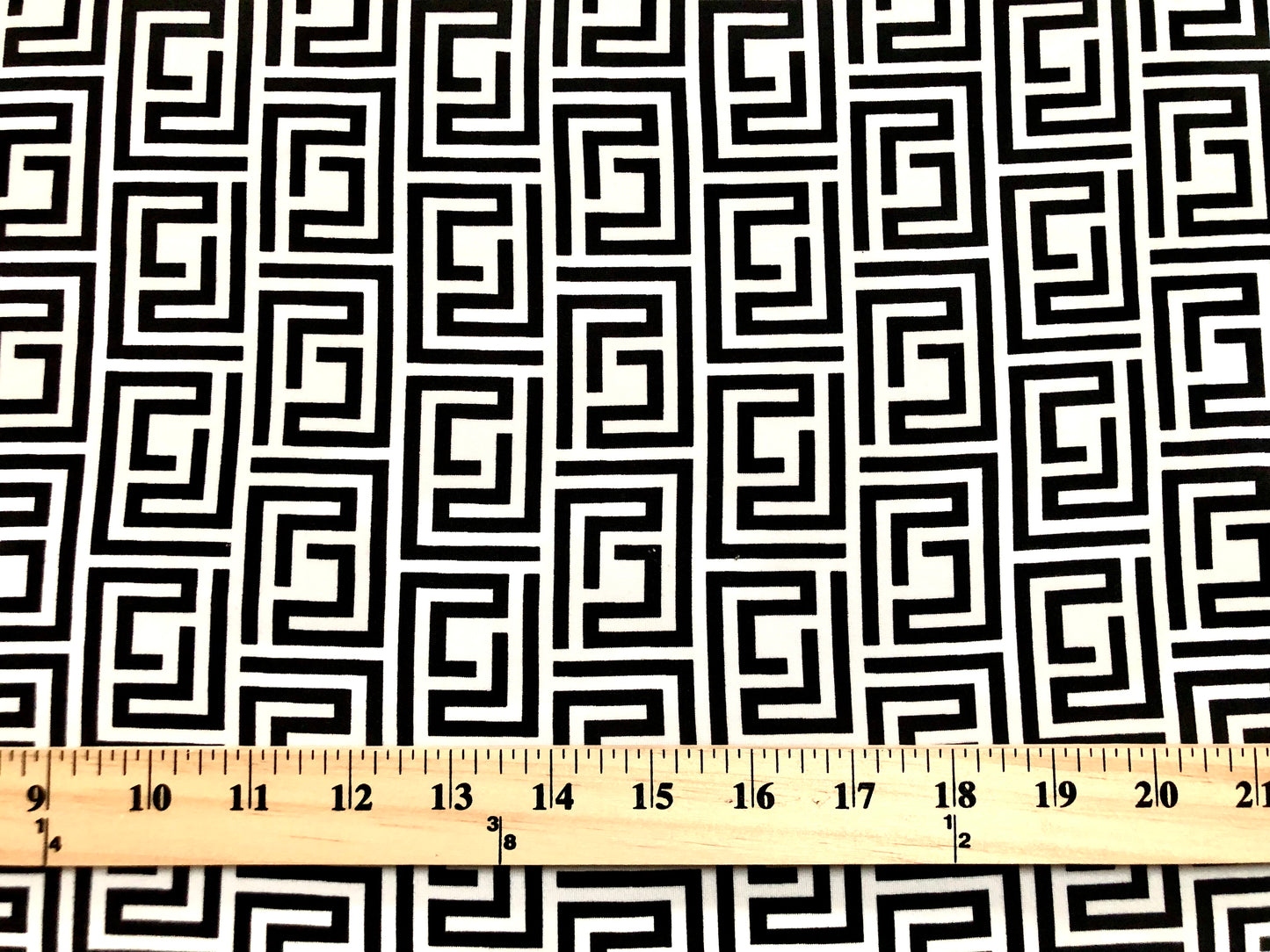 White Black Geometrical Lines DTY Double Brushed Jersey Print Fabric