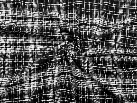 Black White Plaid Liverpool Print Fabric
