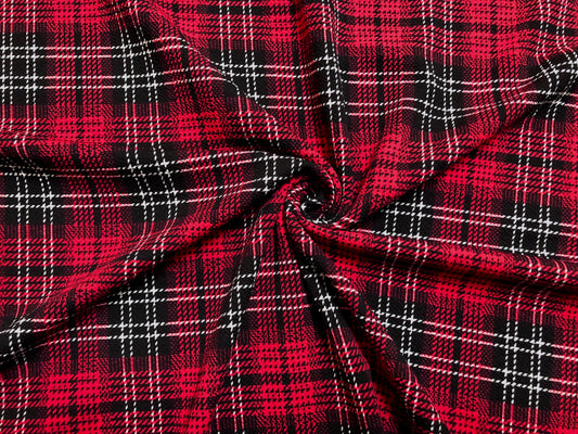 Red Black Plaid Liverpool Print Fabric