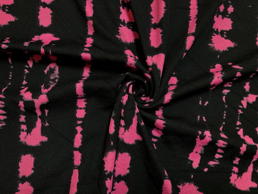 Black Pink Rose Tribal Liverpool Print Fabric