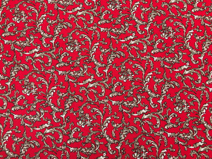 Red Brown White Damask Liverpool Print Fabric