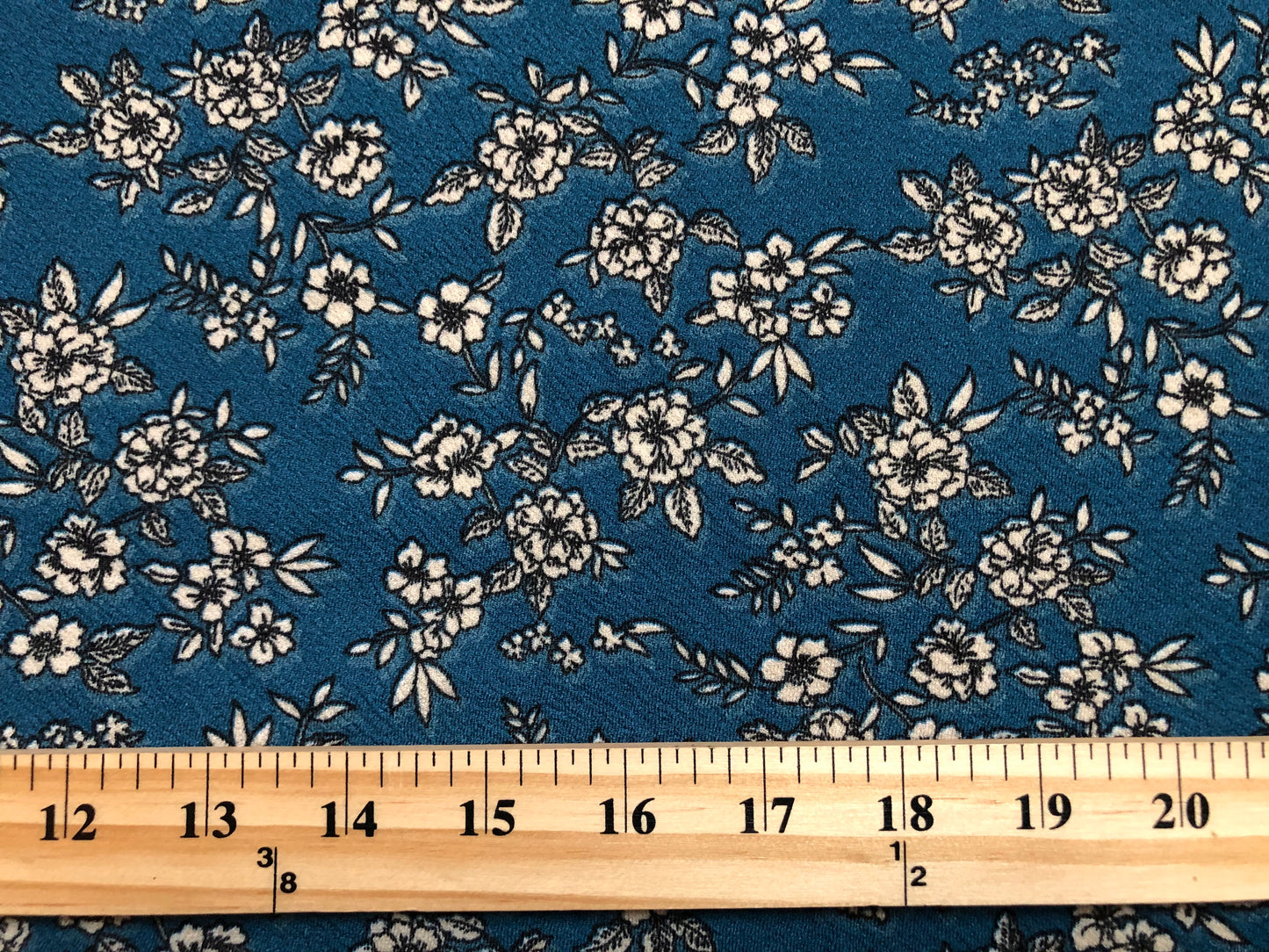 Teal Ivory Flowers Liverpool Print Fabric