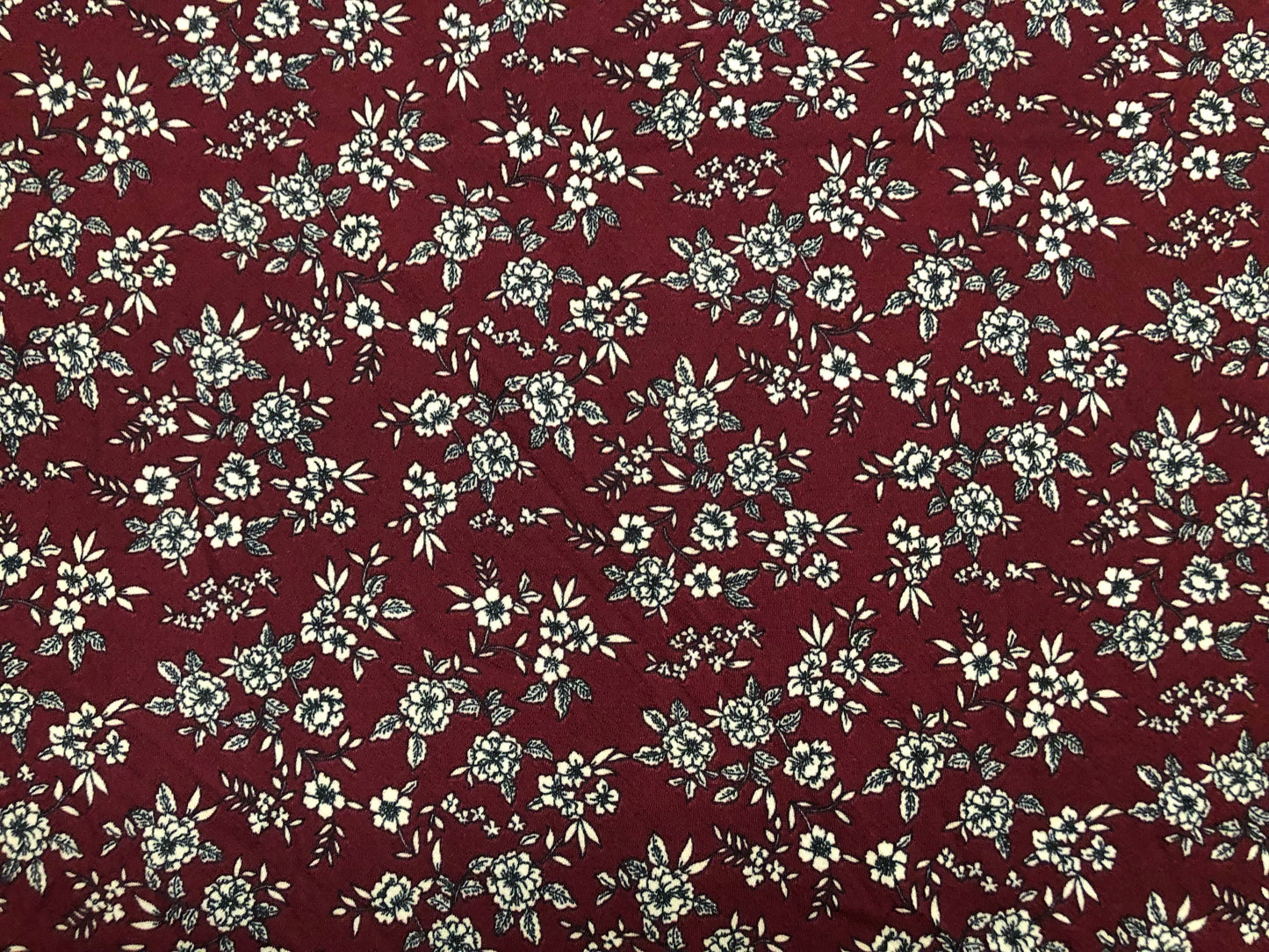 Burgundy Taupe Flowers Liverpool Print Fabric