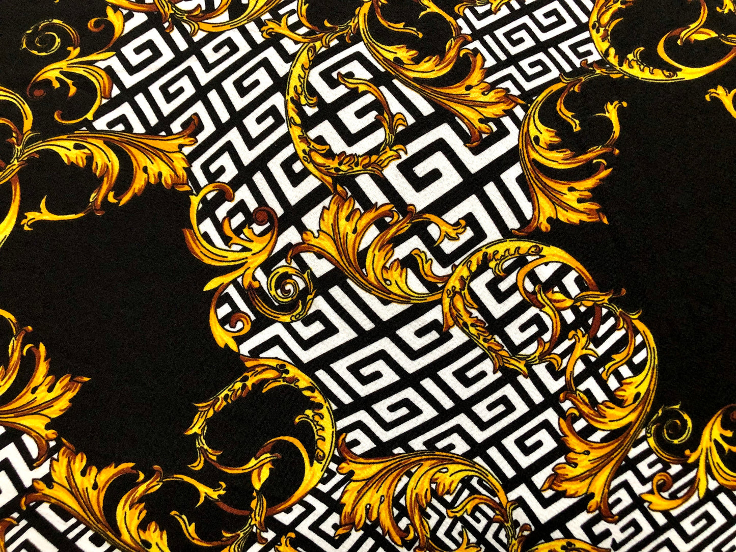 Black White Gold Damask Liverpool Print Fabric – SLPFabrics