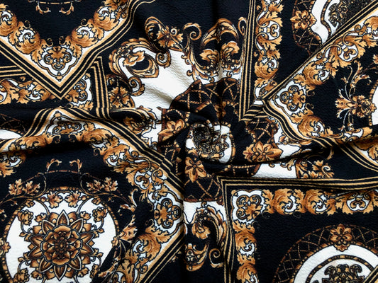 Black White Yellow Gold Arabic Mosaics Liverpool Print Fabric