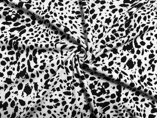 White Black Dalmata Spots Liverpool Print Fabric