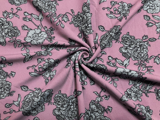 Mauve Gray Winter Carnations Liverpool Print Fabric