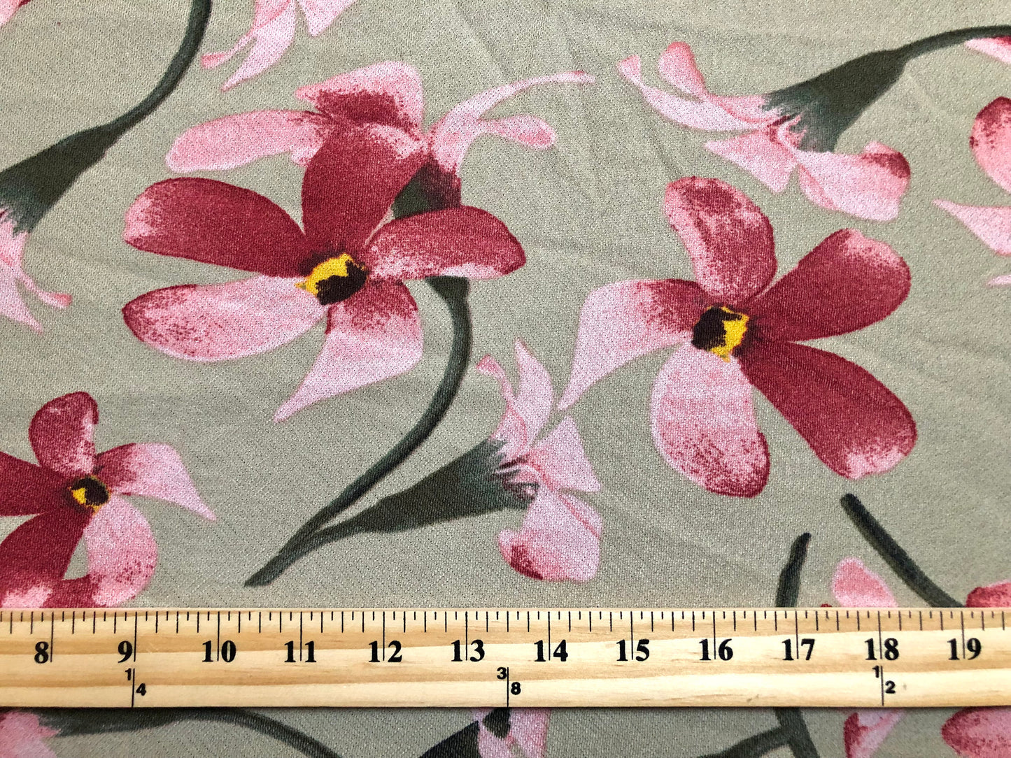 Liverpool Knit Printed Fabric-Vanilla Burgundy Pink Flowers-LVPR282-Sold by the Yard-Apparel Fabric