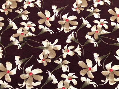 Maroon Brown Red Flowers Liverpool Print Fabric