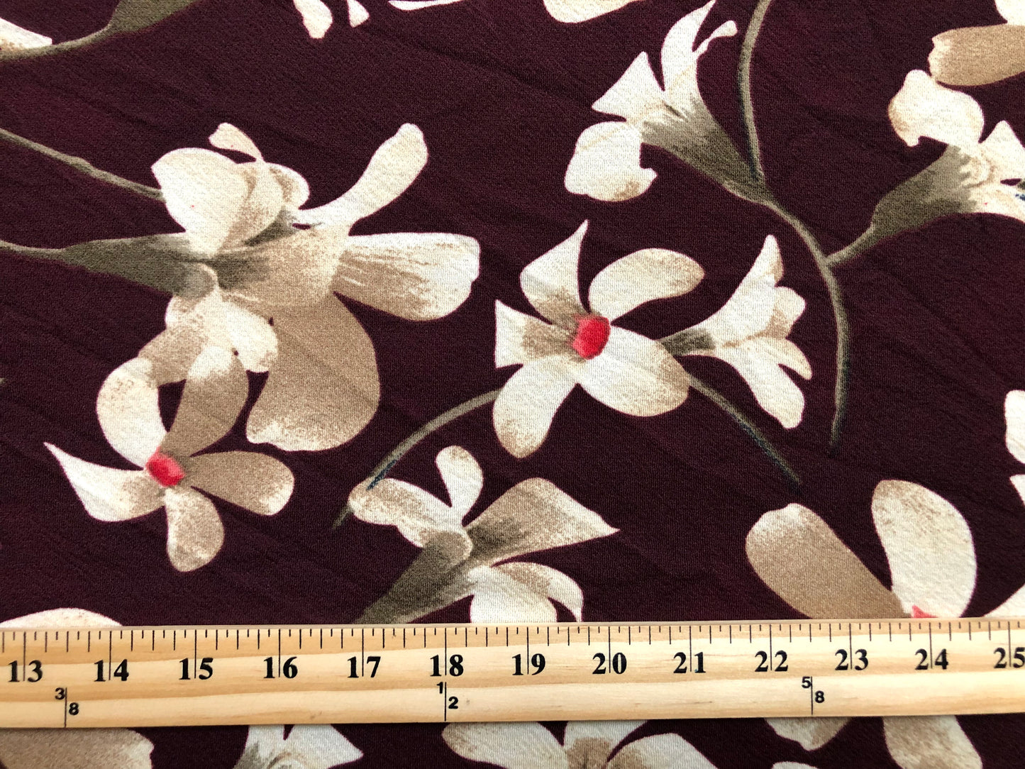 Maroon Brown Red Flowers Liverpool Print Fabric