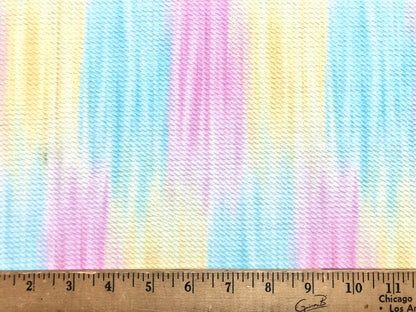 Bullet Knit Printed Fabric-Blue Yellow Crayon Tie Dye-BTDPR01-Sold by the Yard