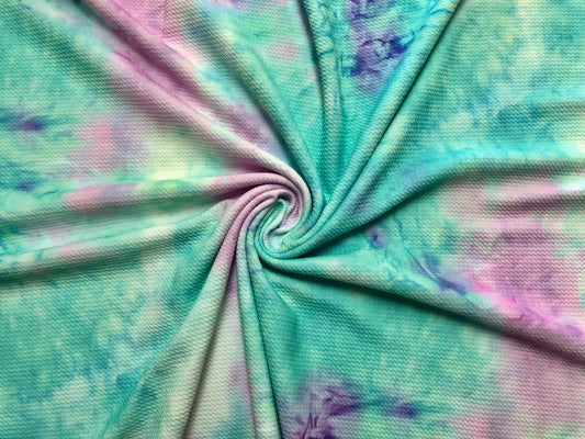 Bullet knit Printed Fabric-Mint Lavender Tie Dye-BTDPR03-Sold by the Yard