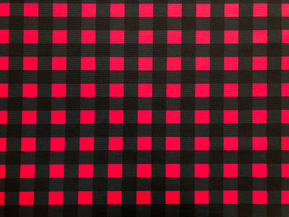 Bullet Knit Printed Fabric-Black Charcoal Red Plaid-BDPr198-Sold by the Yard