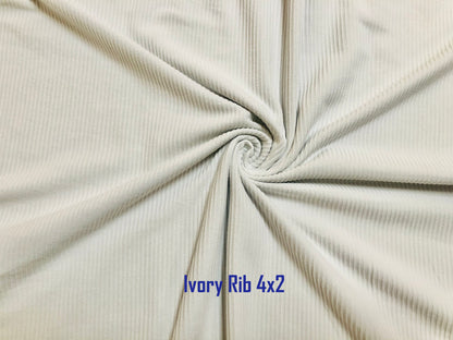 Poly Spandex Blend Rib Knit 4X2 Fabric Solid Colors Collection