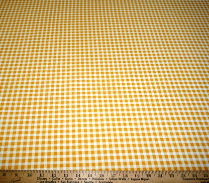 Mustard White Yellow Gingham Liverpool Print Fabric