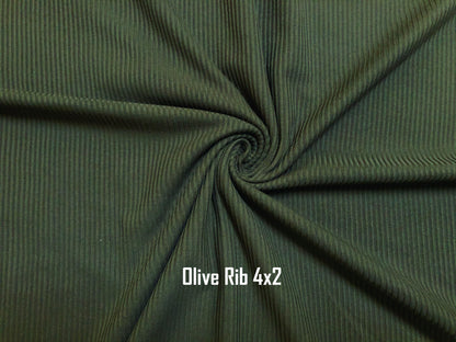 Poly Spandex Blend Rib Knit 4X2 Fabric Solid Colors Collection