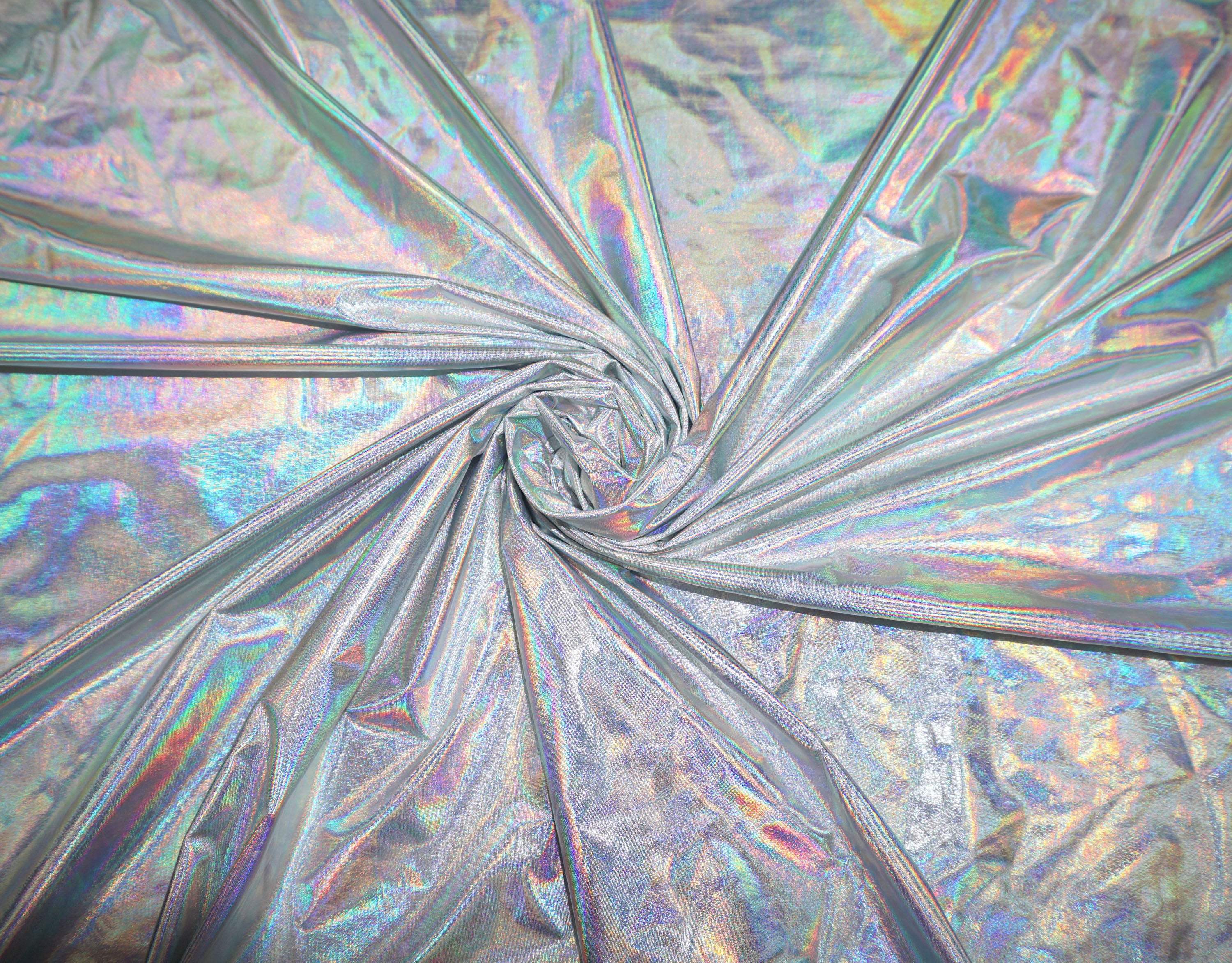 Hologram Silver Vinyl (PVC/PU) —Soft Knit Back, 2-Way Stretch | 58″ Wi ...