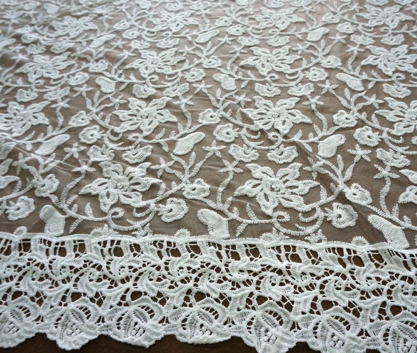 Cotton Embroidered Floral Design Guipure Fabric