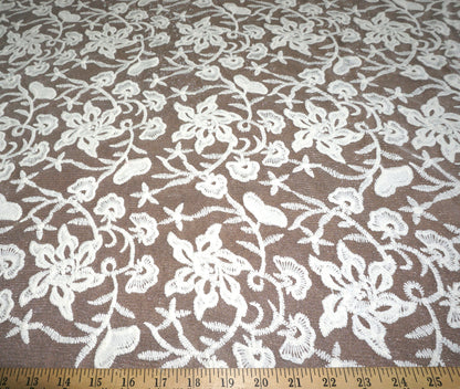 Cotton Embroidered Floral Design Guipure Fabric