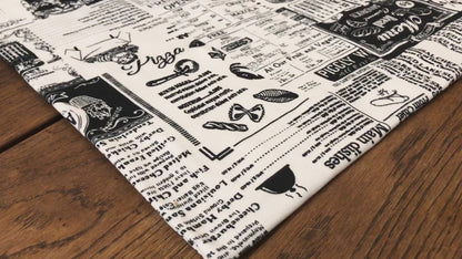 Ivory Black Burger Menu DTY Double Brushed Jersey Print Fabric