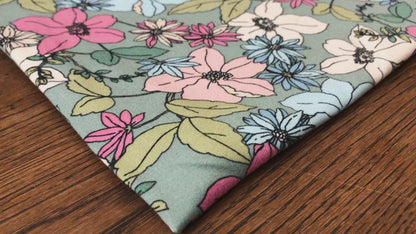 Sage Pink Vanilla Mandeville Flowers DTY Double Brushed Jersey Print Fabric